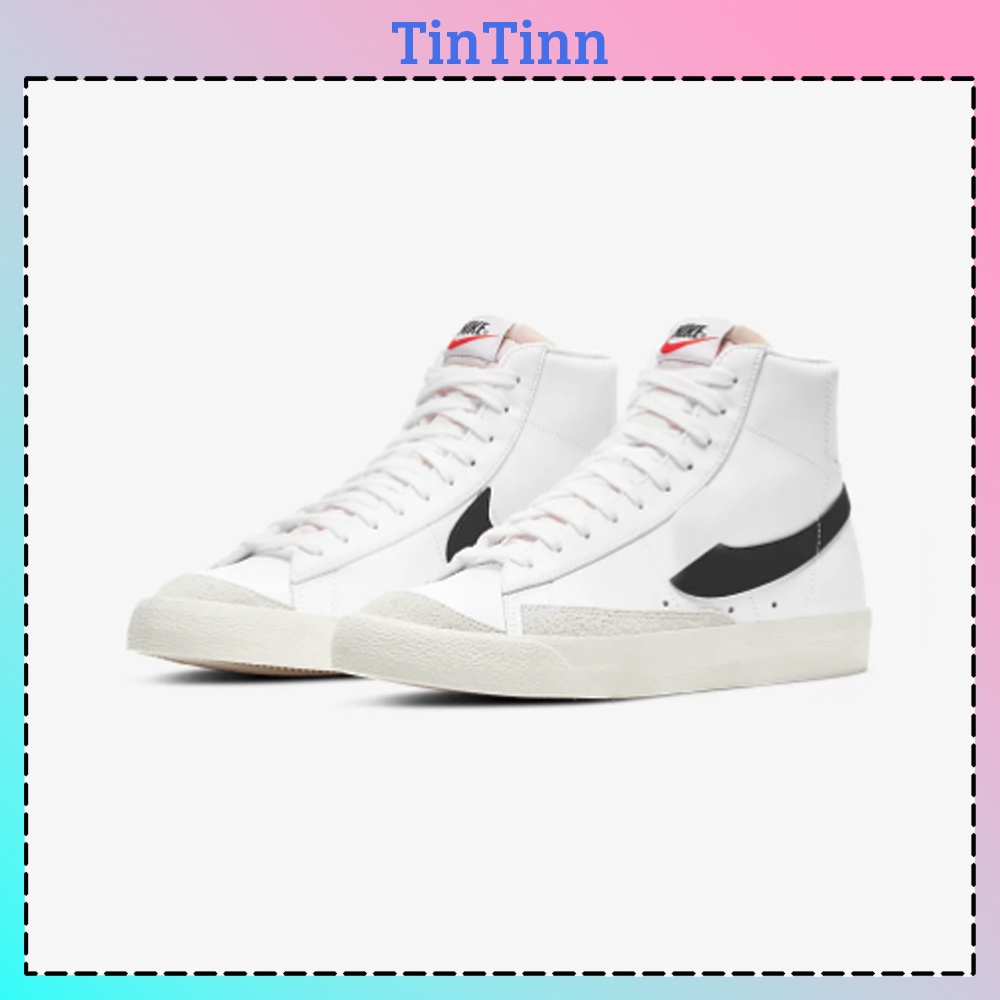 Nike Blazer Mid 77 Trắng Đen Giày Thể Thao Nike Blazer Nam Nữ Cao Cổ Hot Trend 2022