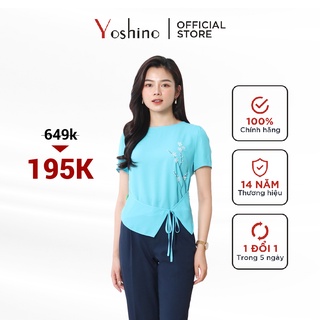 Áo Sơ Mi Nữ YOSHINO Dáng Peplum Thêu Cành Hoa, Thiết Kế Xòe Rộng Eo Tôn Dáng Che Khuyết Điểm 110125336