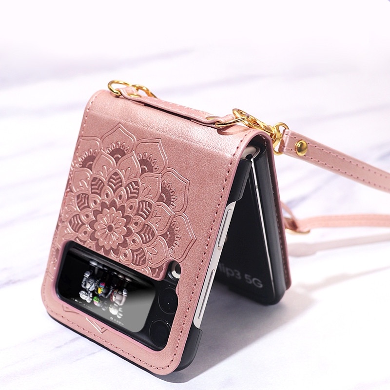 Ốp điện thoại HOCE da PU có ngăn thẻ và dây đeo cho Samsung Galaxy Z Flip 4 5G Samsung ZFlip3 zflip5