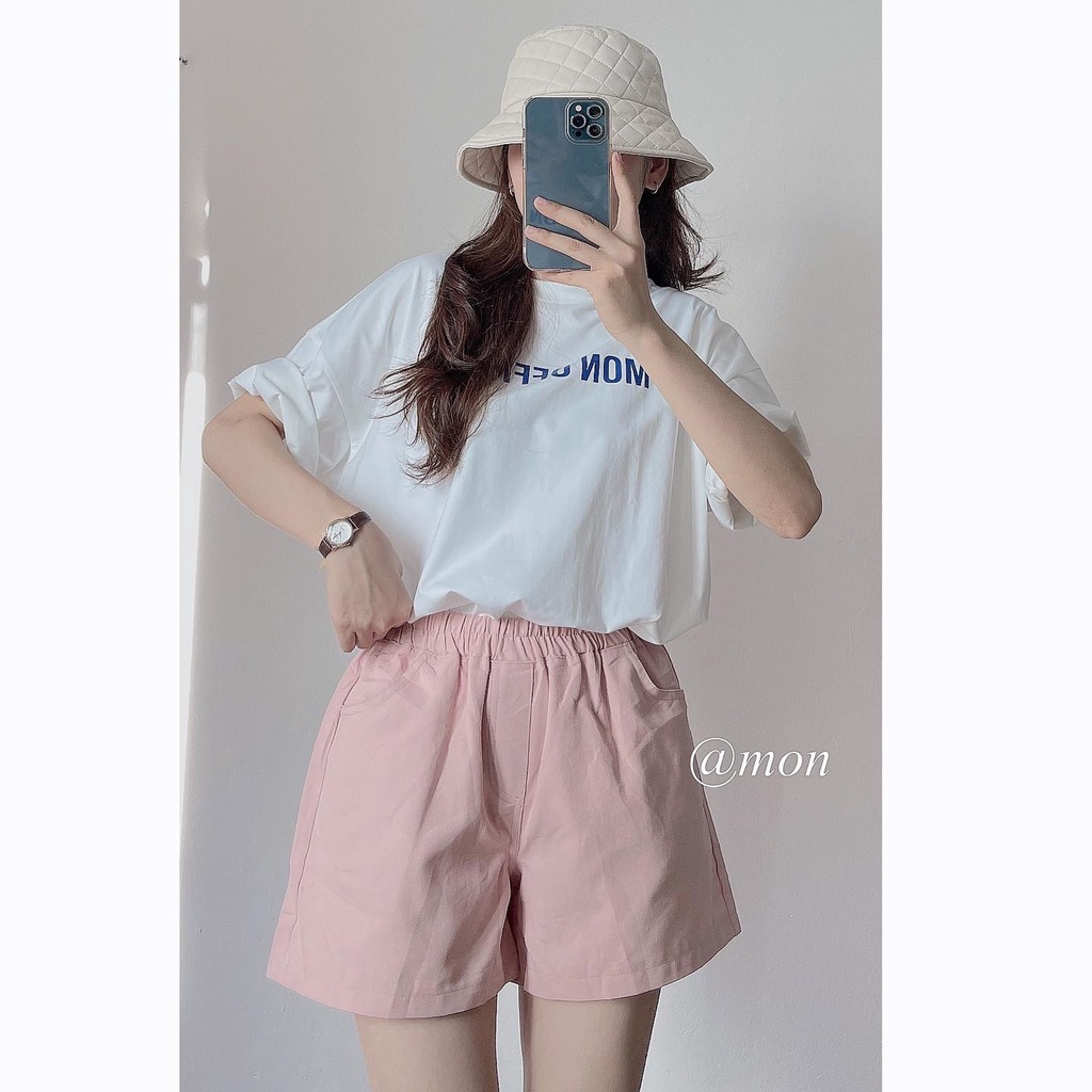 2101417 Quần short nữ ulzzang chất thô mềm nhiều màu freesize phong cách basic