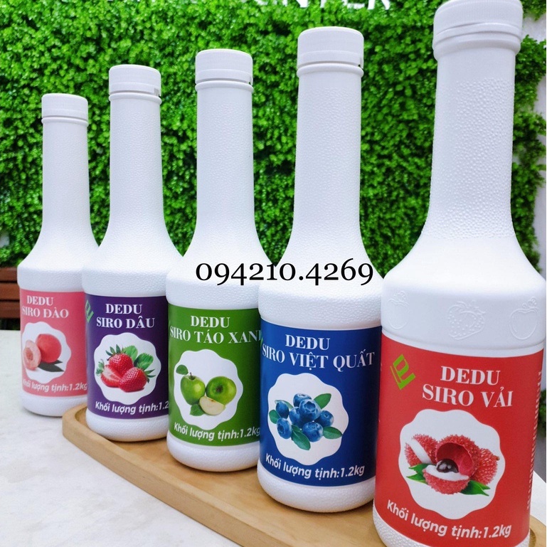 Siro DEDU đủ các vị ĐÀO/DÂU/VIỆT QUẤT/ TÁO/VẢI chai 1,2kg - CHUYÊN DÙNG PHA CHẾ TRÀ HOA QUẢ- Bách hóa nguyên liệu