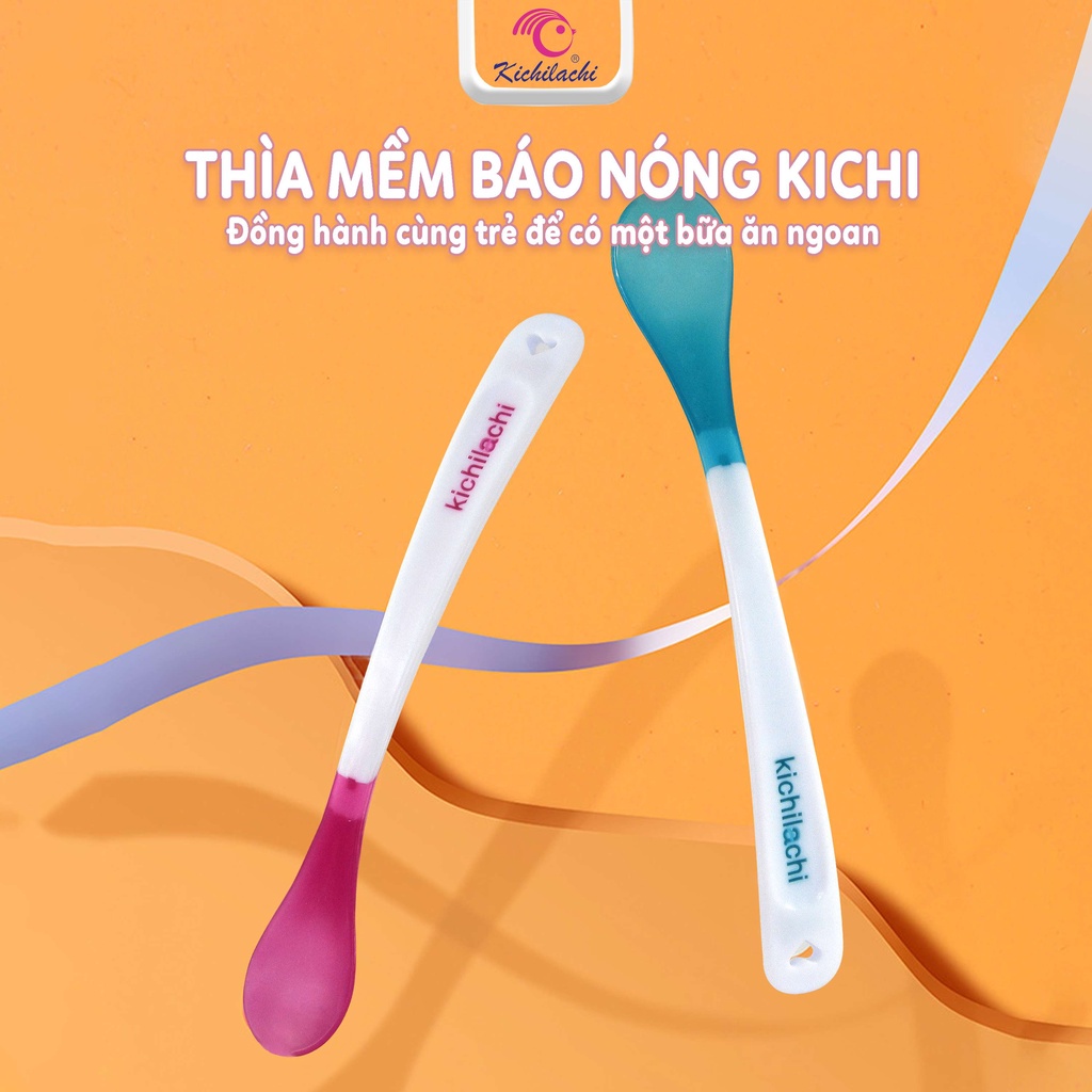 Thìa Ăn Dặm Kichilachi Silicon Đầu Mềm Dẻo Muỗng Tập Ăn Cho Bé Đầu Cảm Ứng Nhiệt Đổi Màu Khi Nhiệt Độ Cao