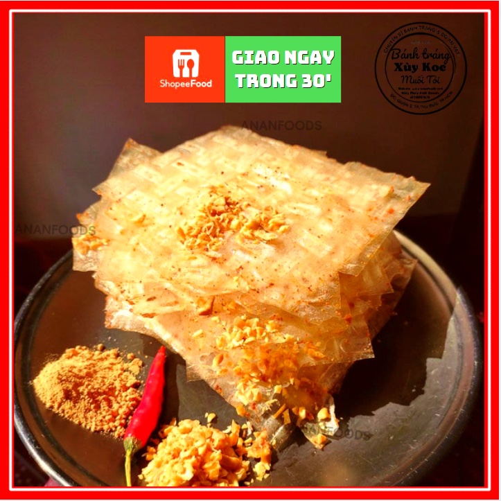 Bánh Trá́ng Phơi Sương Xì Ke Tây Ninh Muối Nhuyễn Trộn Tỏi  Muối Xike 30g xùy koe - Ananfoods ĐỘC QUYỀN