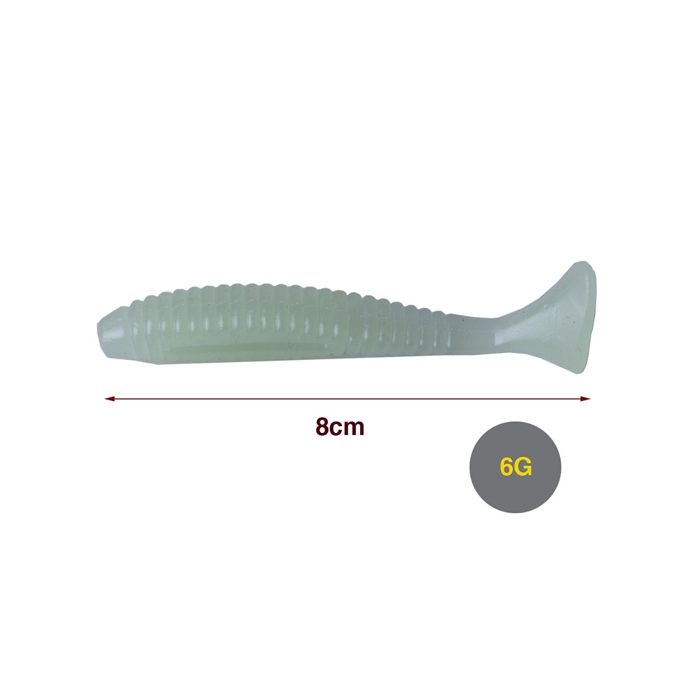 Bộ 6 Mồi Câu Cá Mềm Phát Sáng Nhiều Kích Cỡ Tiện Dụng