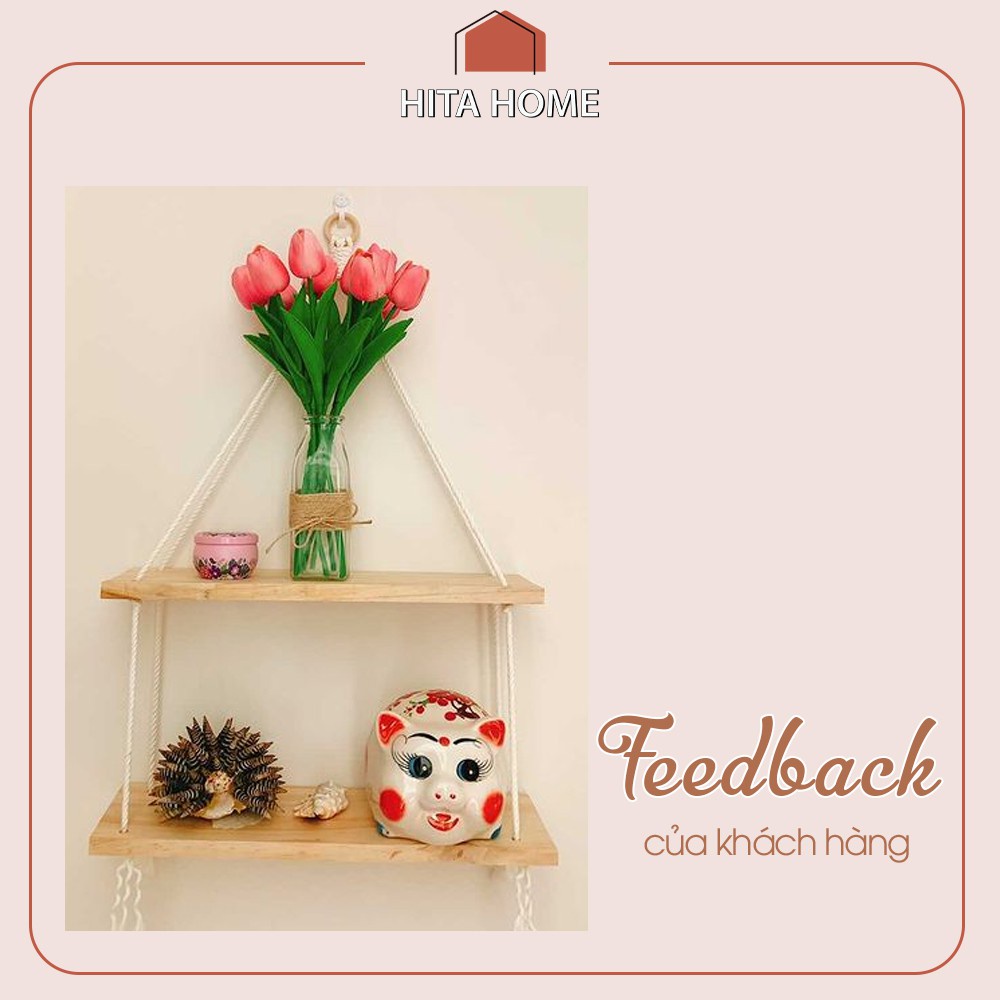 Kệ Treo Tường Dây Thừng Phong Cách Vintage Nhiều Size, Kệ Gỗ Trang Trí, kích thước 10x30