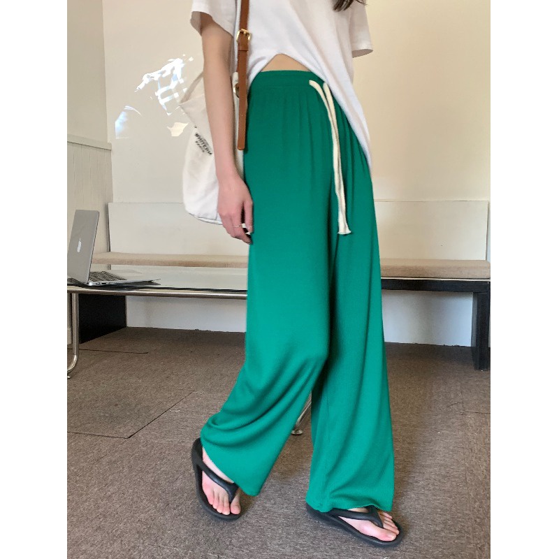 Quần ống rộng Lưng Cao Co Giãn Thời Trang Mùa Hè Phong Cách Hàn Quốc Cho Nữ