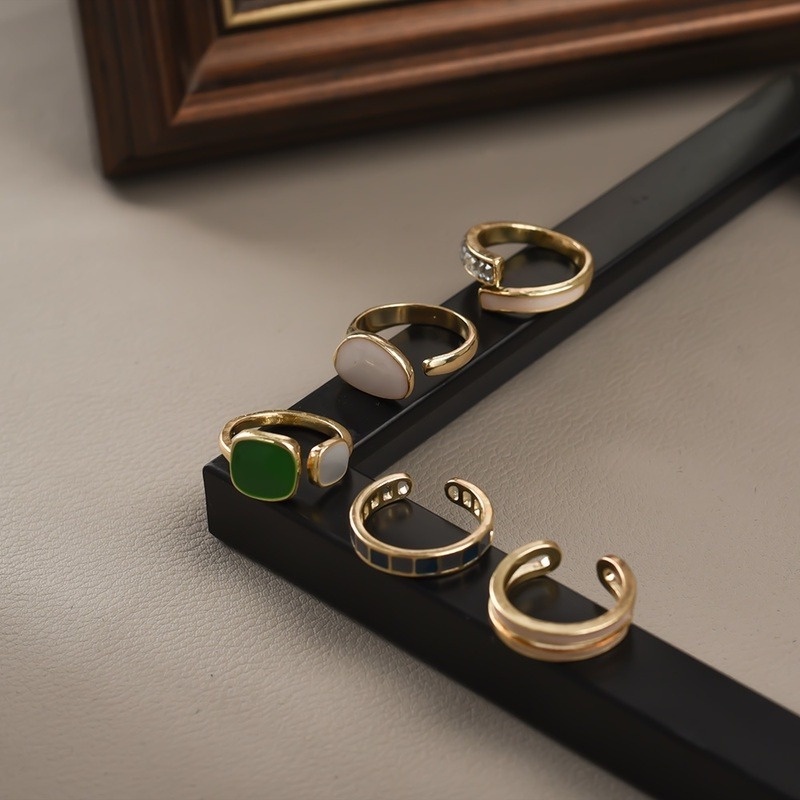 Nhẫn May Mắn Bằng Hợp Kim Màu Xanh Lá / Xanh Lá Phong Cách Hàn Quốc Cá Tính Có Thể Điều Chỉnh