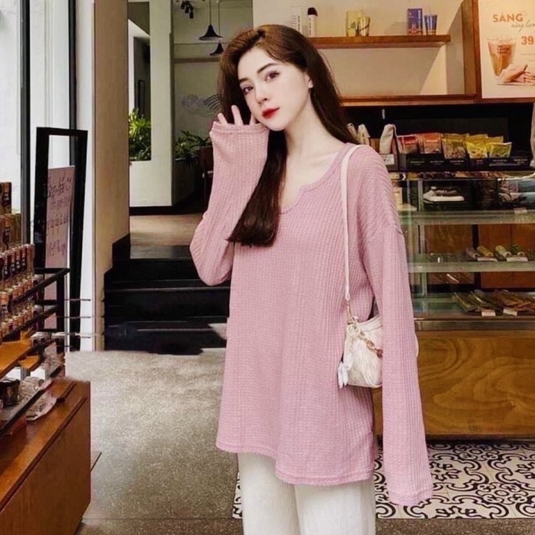 Áo Len Cổ Giọt Lệ Nữ ,Thun dài tay vintage form rộng cá tính Ulzzang | BigBuy360 - bigbuy360.vn