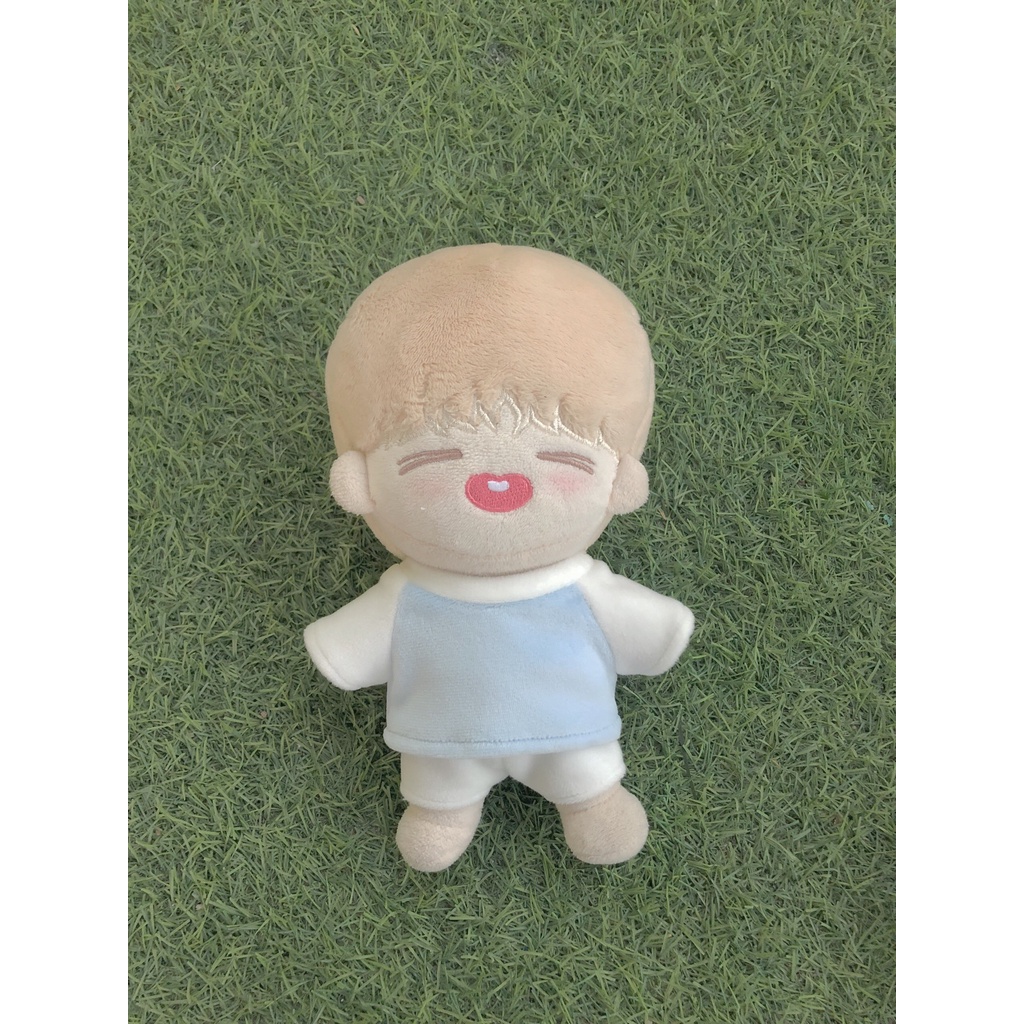 Bộ đồ trắng phối xanh cho doll 15cm 20cm