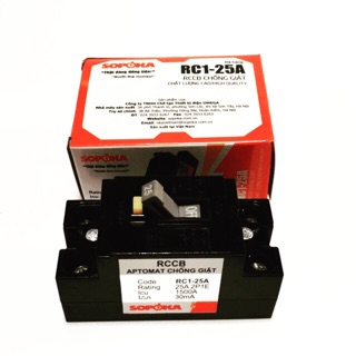 Aptomat chống giật Sopoka RC1-25A dành cho thợ công trình, phòng nhà ở - kính doanh
