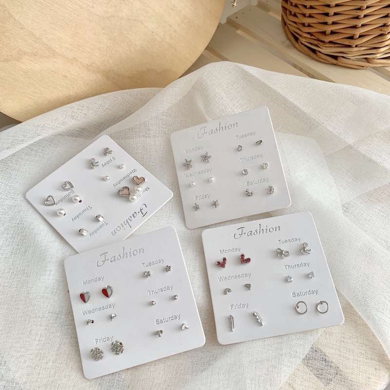 Bộ 6 đôi khuyên tai đính ngọc trai nhiều mẫu mã tùy chọn kiểu Hàn Quốc