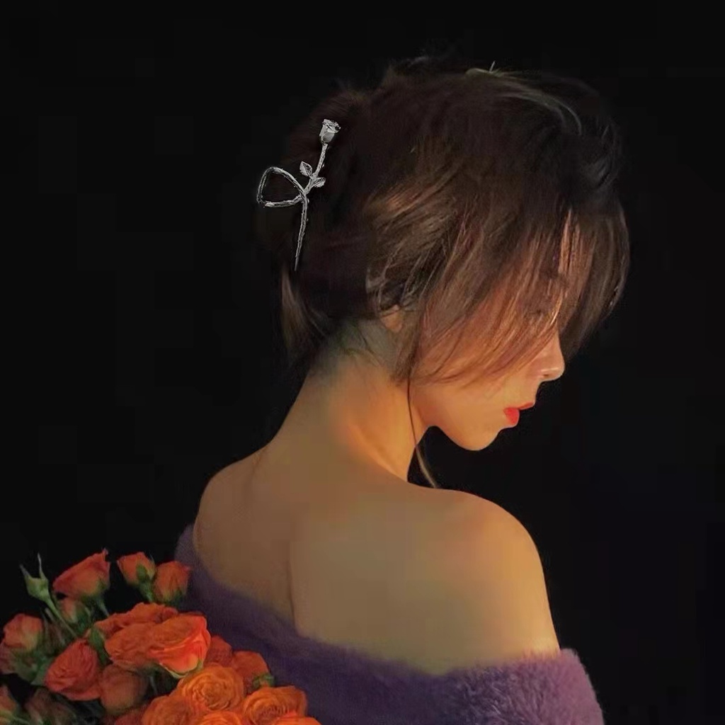 Kẹp Tóc Kim Loại Bóng Hình Hoa Hồng Thanh Lịch
