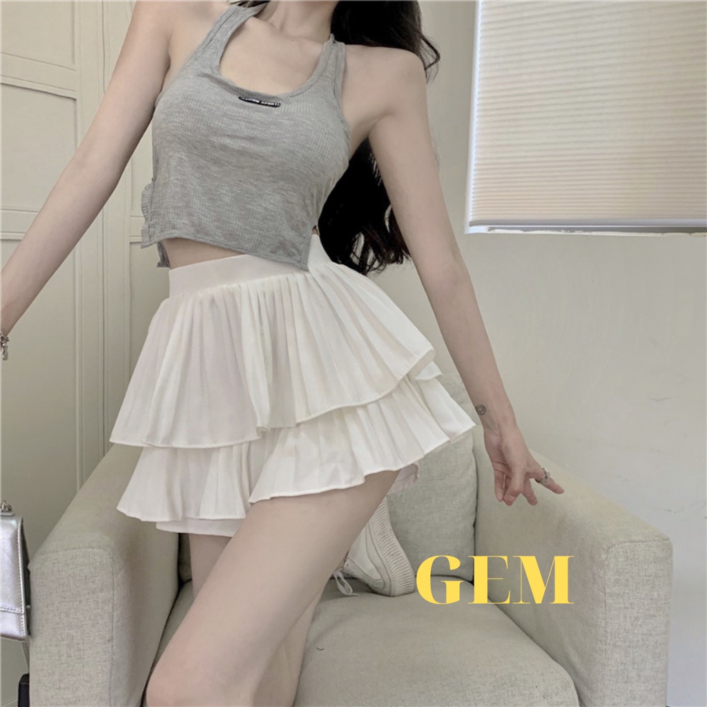 Chân váy xếp ly công sở ngắn xòe 2 tầng