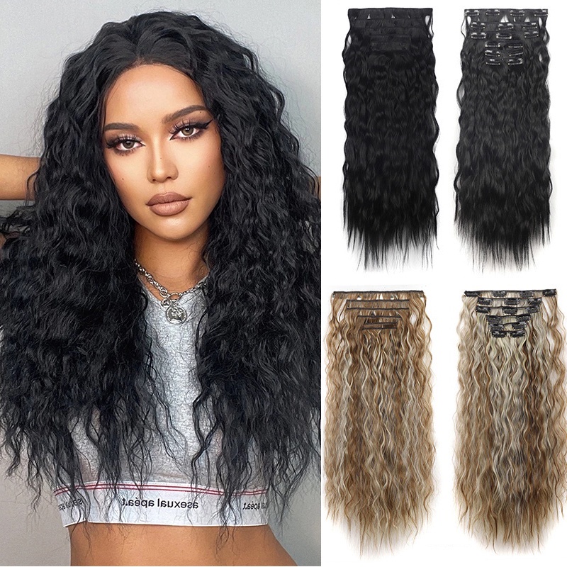 Bộ 16 Kẹp Tóc Giả Xoăn Dài Thời Trang Cho Nữ