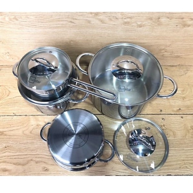 Bộ 4 nồi inox cao cấp 3 lớp đáy liền thân Fivestar FS08Cg plus (Bạc)