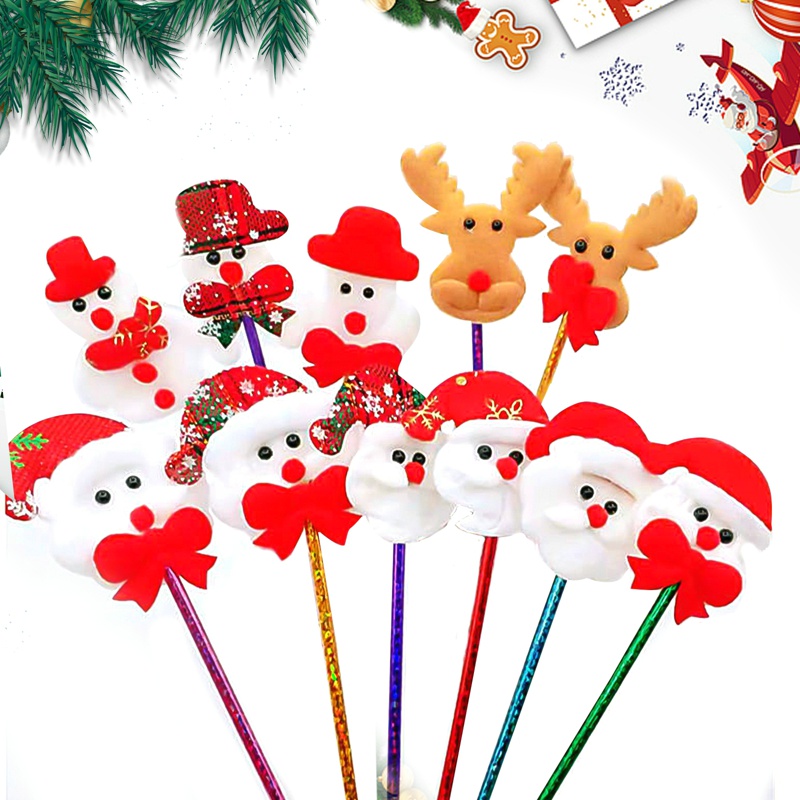 Bút Bi Hình Ông Già Noel / Người Tuyết / Tuần Lộc Nhỏ Xinh Sáng Tạo Làm Quà Tặng Giáng Sinh Cho Bé