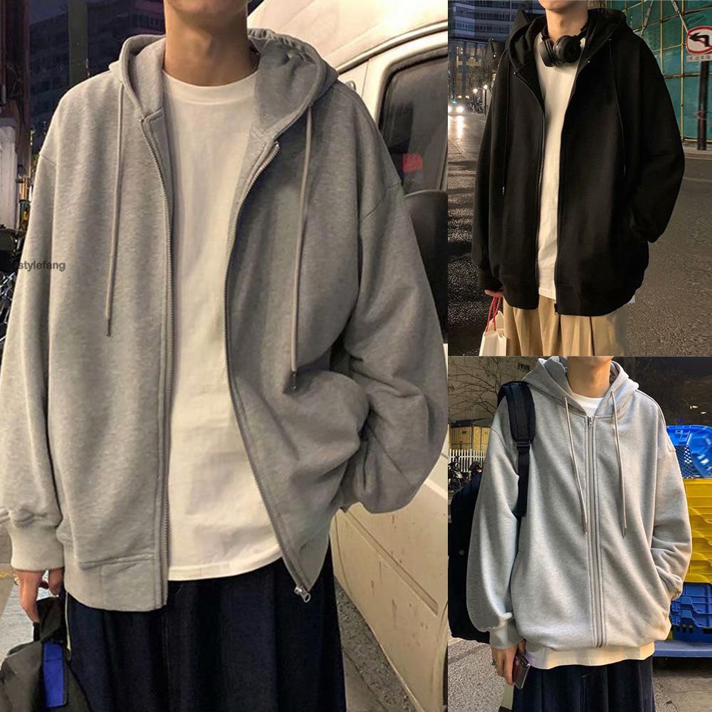 Áo hoodie tay dài khóa kéo ấm áp dành cho nam