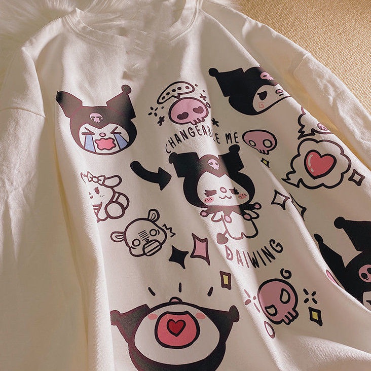 Áo Thun Tay Dài Cổ Tròn Dáng Rộng Phong Cách Hàn Quốc Thời Trang Xuân Thu Dành Cho Nữ Kuromi Top% 2022