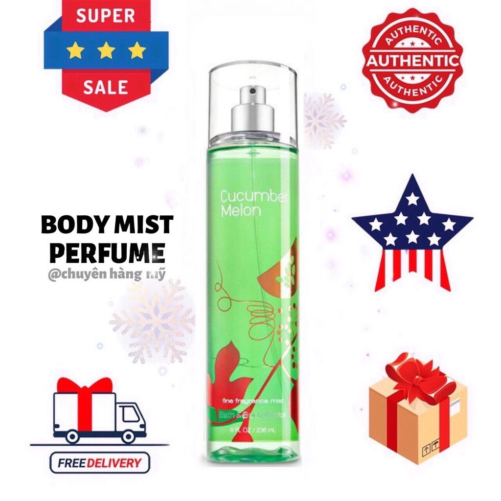 𝗕𝗢𝗗𝗬𝗠𝗜𝗦𝗧𝗣𝗘𝗥𝗙𝗨𝗠𝗘⚜️Xịt thơm Bath & Body Works Fine Fragrance Mist hương Cucumber Melon 236ml