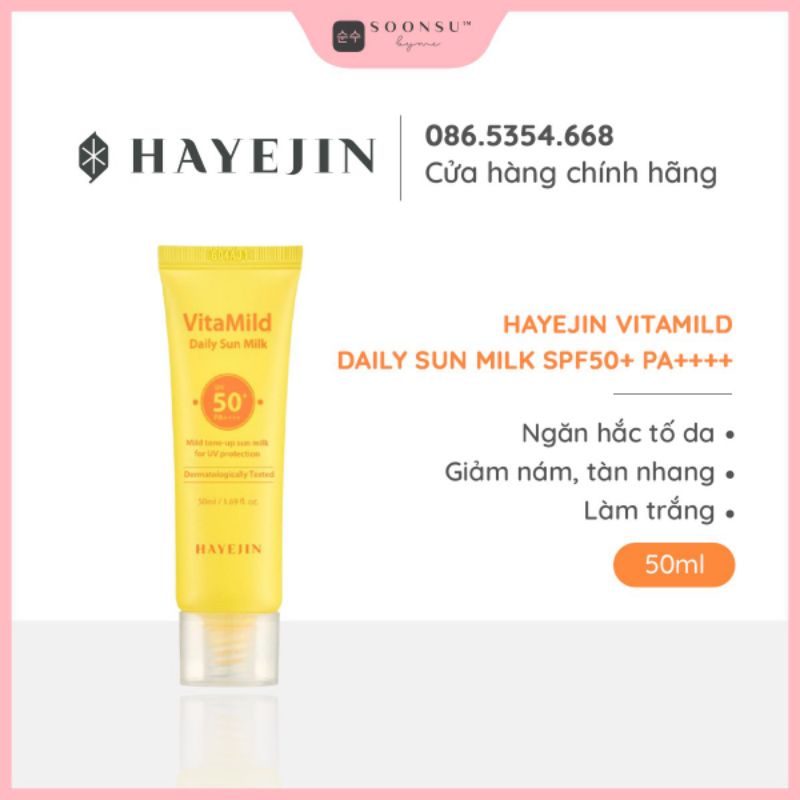 [Date: 23/07/2022]Kem Chống Nắng dạng sữa Hayejin Vitamild Pink Sun Milk Spf50+ Pa++++