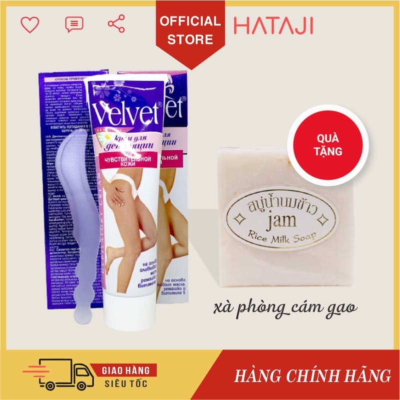 Kem tẩy lông Velvet nga tẩy lông vùng kín nách tay chân 100ml TẶNG xà phòng cám gạo Thái