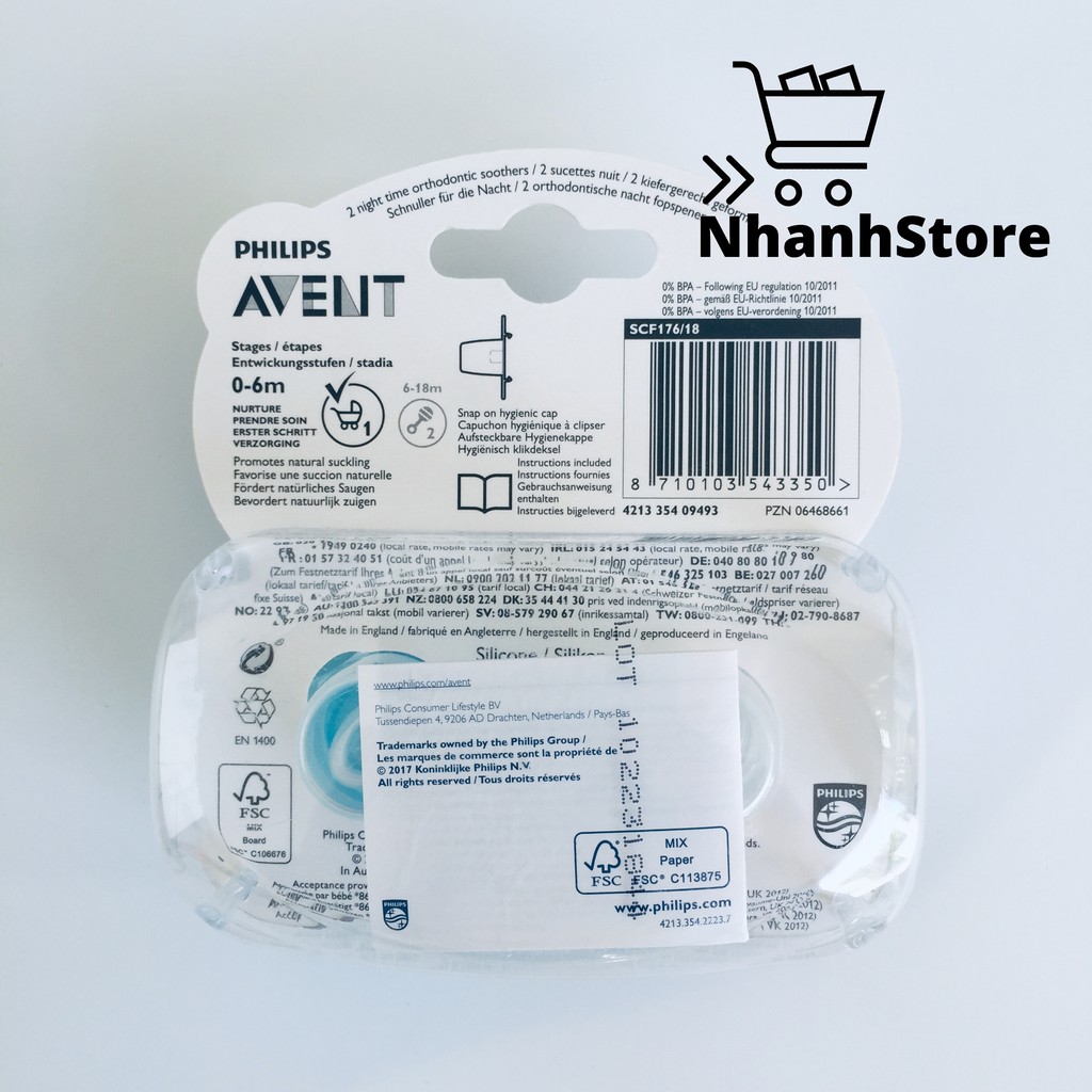 Ty ngậm chỉnh nha đầu dẹt Philips Avent Ultra Air