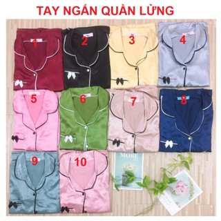 Bộ Pijama Lụa Nơ [Tay Ngắn Quần Lửng]