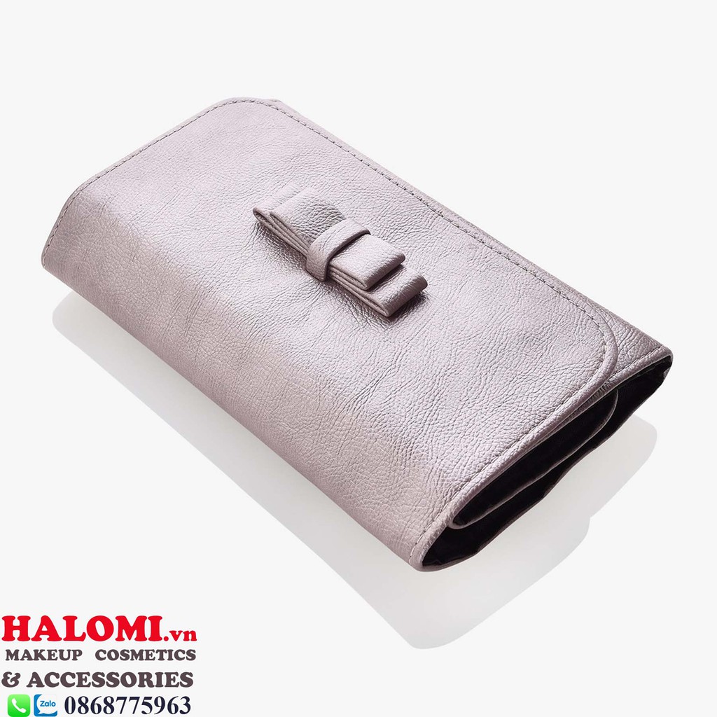 Bộ cọ trang điểm chuyên nghiệp 12 cây tím dành cho trang điểm cá nhân và chuyên nghiệp, có bao da đi kèm HALOMI
