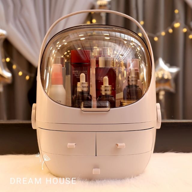 (Size Lớn 32cm) Hộp đựng đồ trang điểm có nắp chống bụi cao cấp