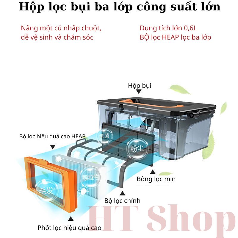 Robot hút bụi thông minh E06, Máy hút bụi lau nhà 2in1 cao cấp tự động sạc, cảm biến chống rơi, lập trình bản đồ qua App