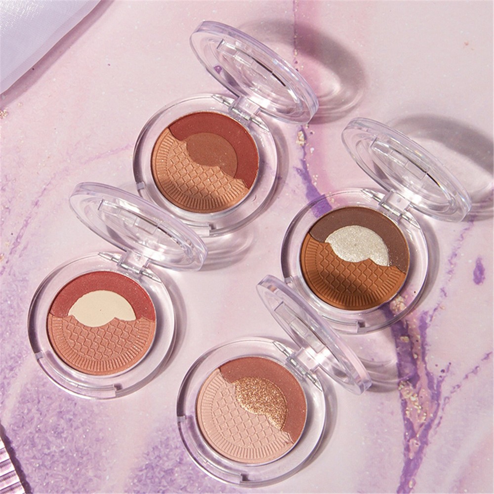 【COD Yjewelry】New Biscuit Eye Shadow Baking Three-color Eye Shadow Tray INS Ultra Fire Matte Pearl Wet Powder