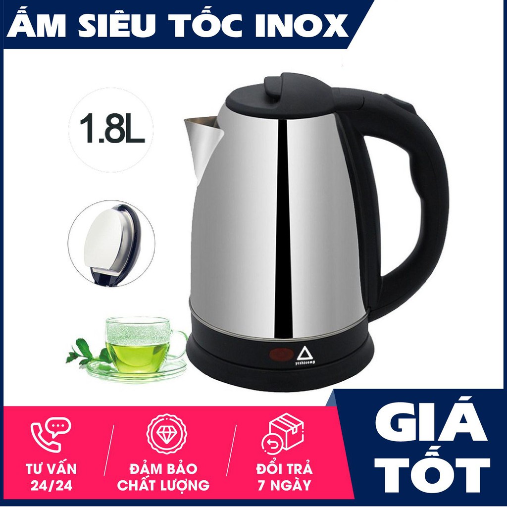 [FREESHIP] Ấm Đun nước Siêu Tốc Inox304 Giá Rẻ Bình dung tích 1.8L