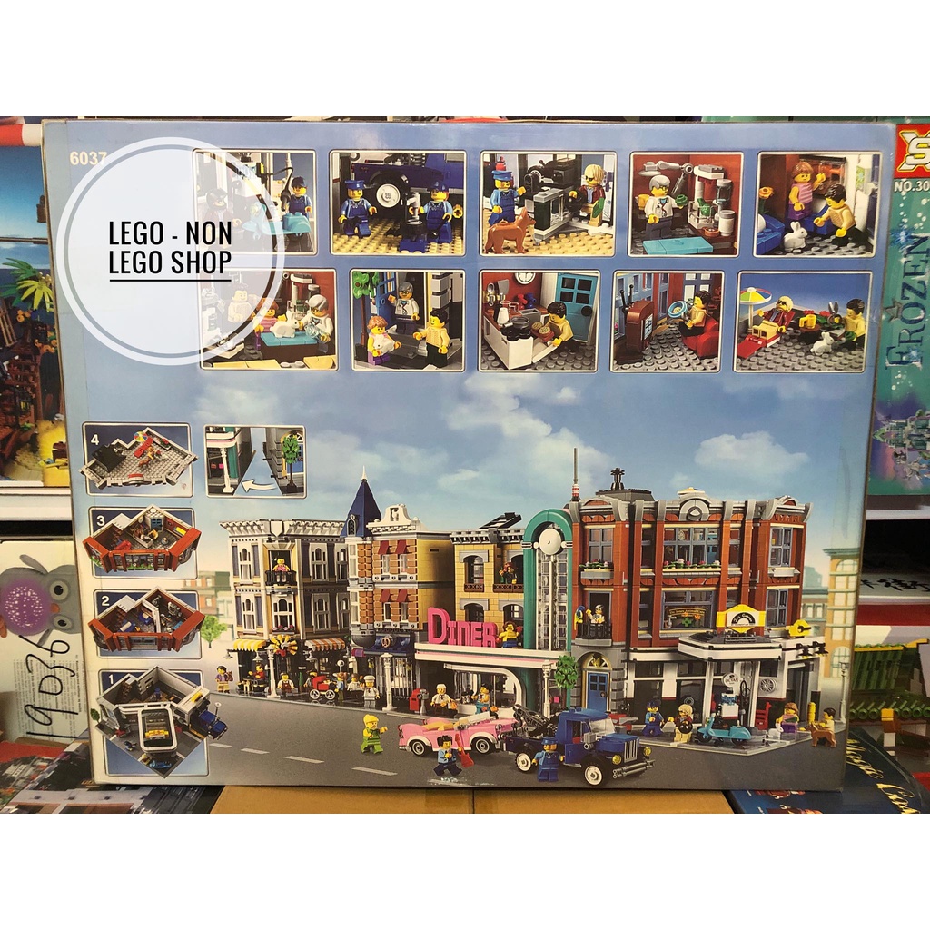 Đồ Chơi Xếp Hình Modular - Leji 6037 Corner Garage Tiệm Sửa Xe Trên Phố 2569 Mảnh