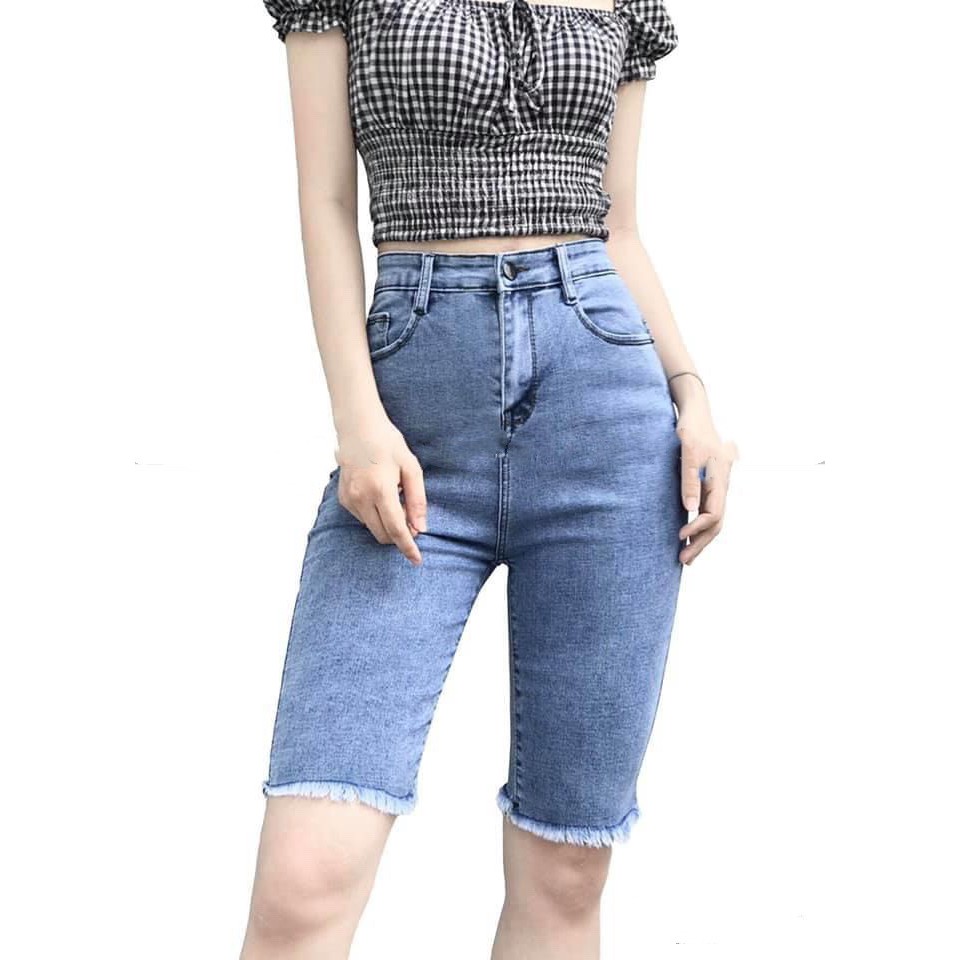 [60kg~90kg] Quần jean ngố / lửng BIG SIZE lưng cao, co dãn mạnh rách kiểu rẻ đẹp 3287