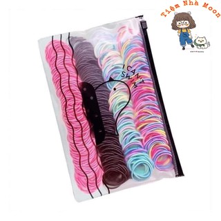 Set 500 dây cột tóc nhiều màu có túi zip