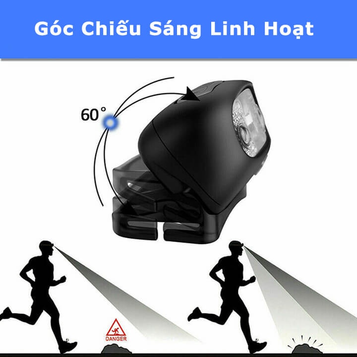 Đèn Pin LED đội đầu cảm biến bằng tay, Đèn pha LED chống nước kèm sạc USB