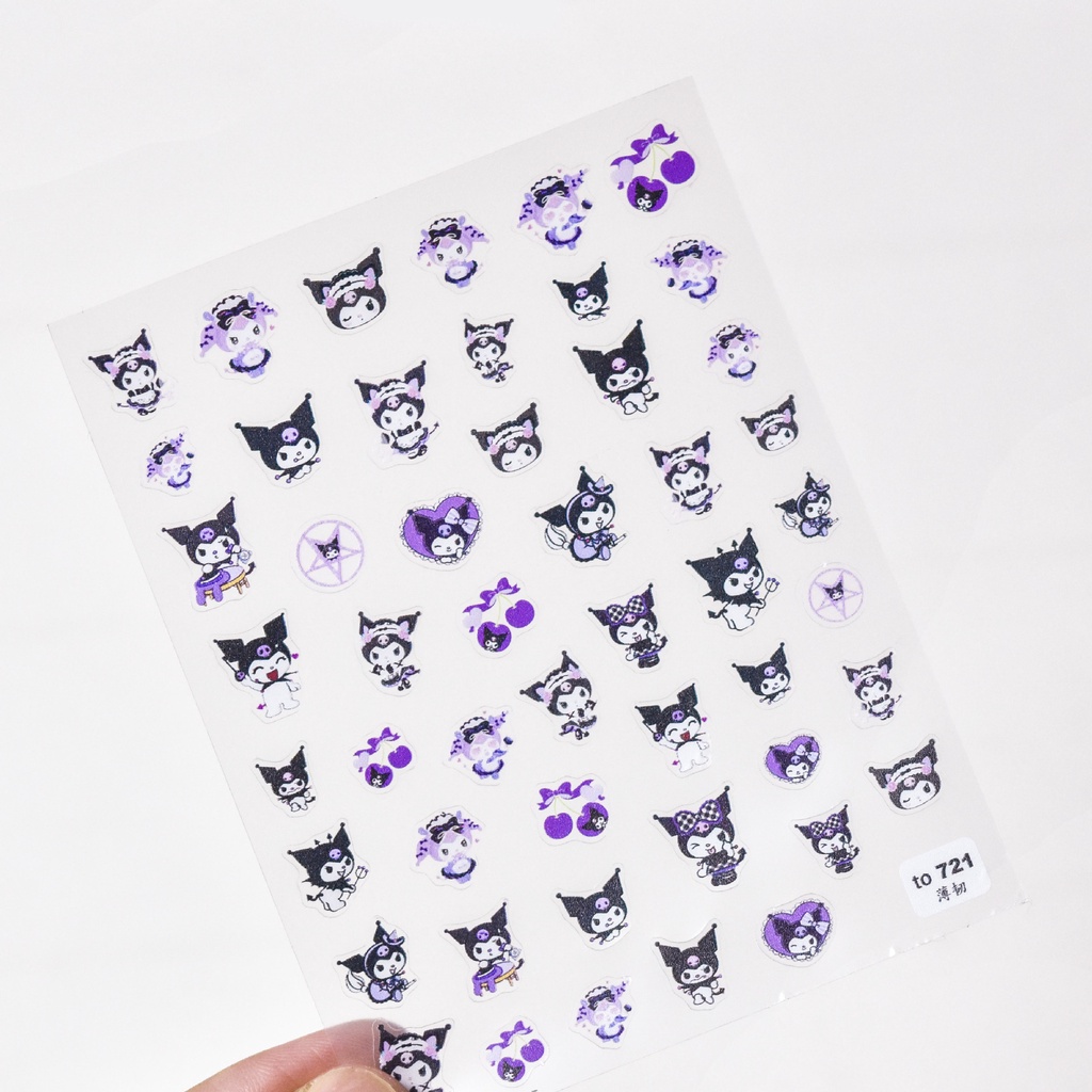 Miếng Dán Trang Trí Móng Tay Họa Tiết Kuromi Xinh Xắn