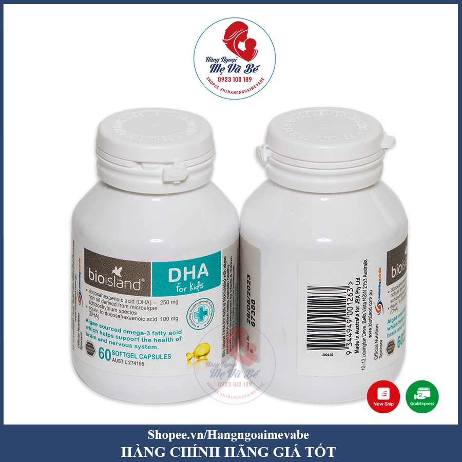 Viên uống Vitamin DHA Bio Island CHO BÉ hộp 60 viên [Date 2024]