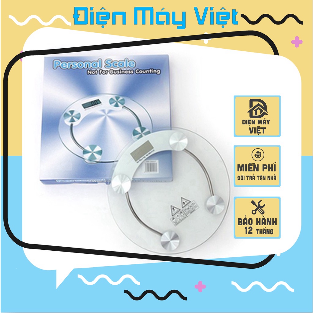 Cân điện tử, cân sức khỏe mặt kính cường lực tròn cao cấp - Bảo Hành 12 Tháng
