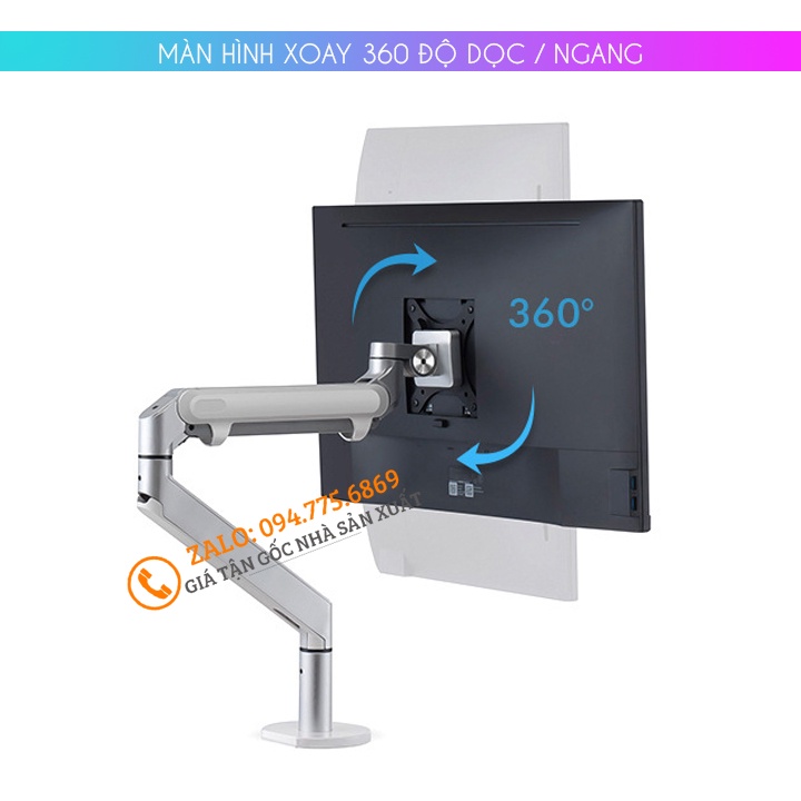 Giá Treo Màn Hình Máy Tính OZ 1 17 - 24 - 27 - 32 inch / Tay Treo Màn Hình Hợp Kim Nhôm [Cao Cấp Hơn NB F80 - NB F100A ]