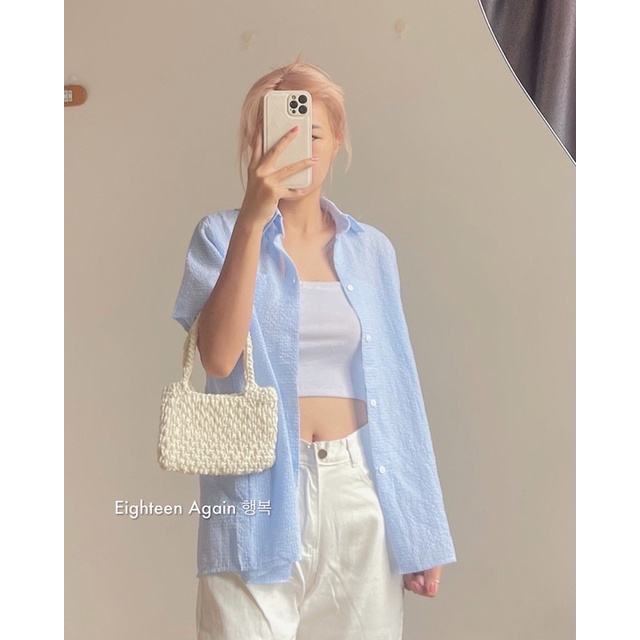 Áo sơ mi xốp xẻ lưng 425