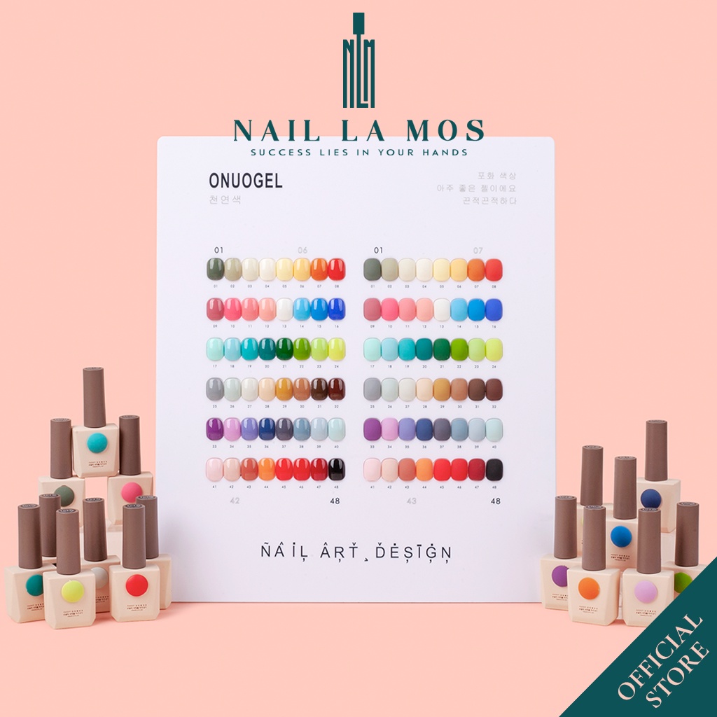 Set sơn gel Onuogel chính hãng 48 màu chất đậm đặc, phong cách Hàn Quốc, tặng kèm bảng màu mica