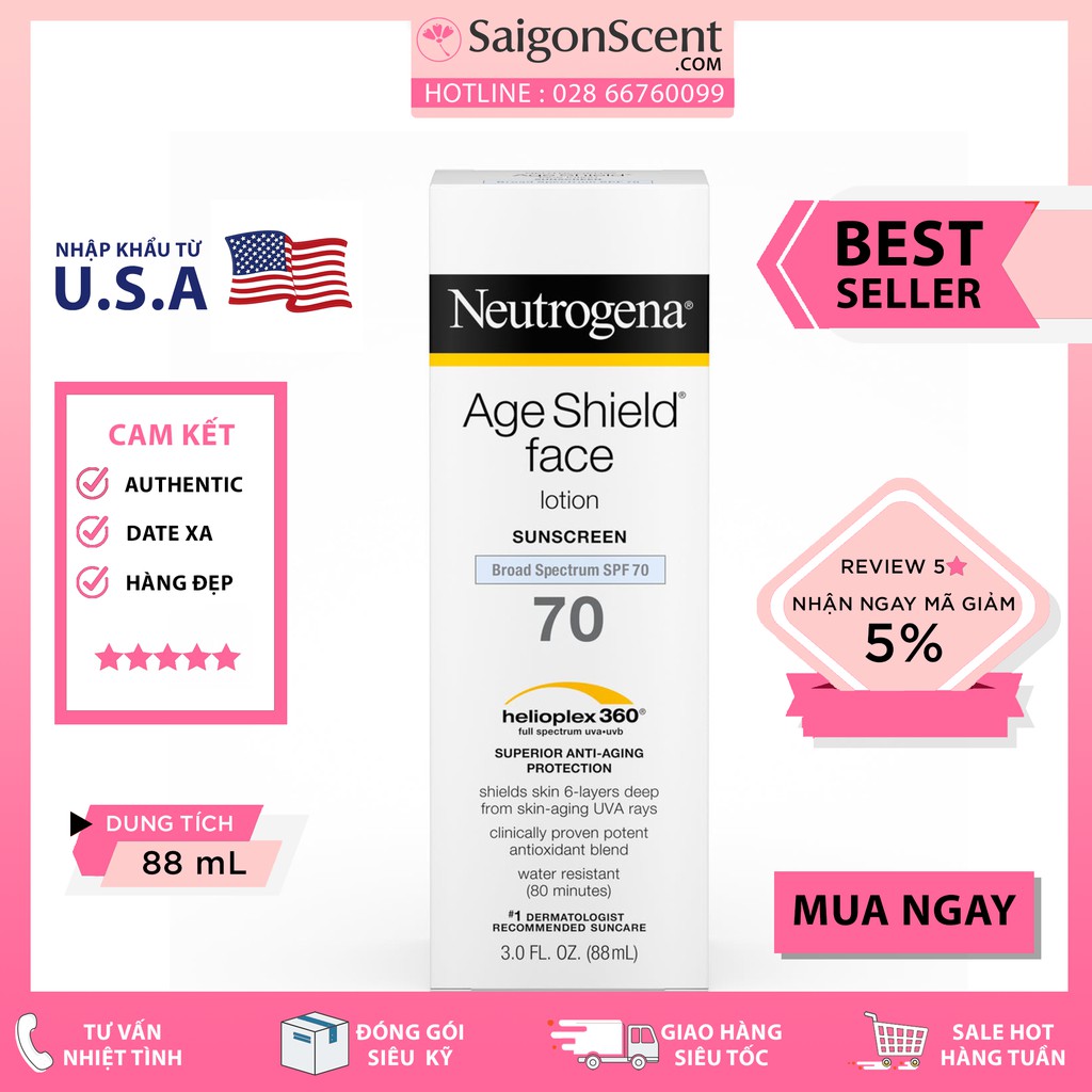 Kem chống nắng Neutrogena Age Shield Face Lotion SPF 70