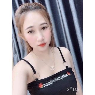 Áo 2 dây nữ, áo croptop 2 dây, áo 2 dây lụa, áo 2 dây có mút ngực thêu hoa hồng Nothing siêu xinh(ảnh thật)