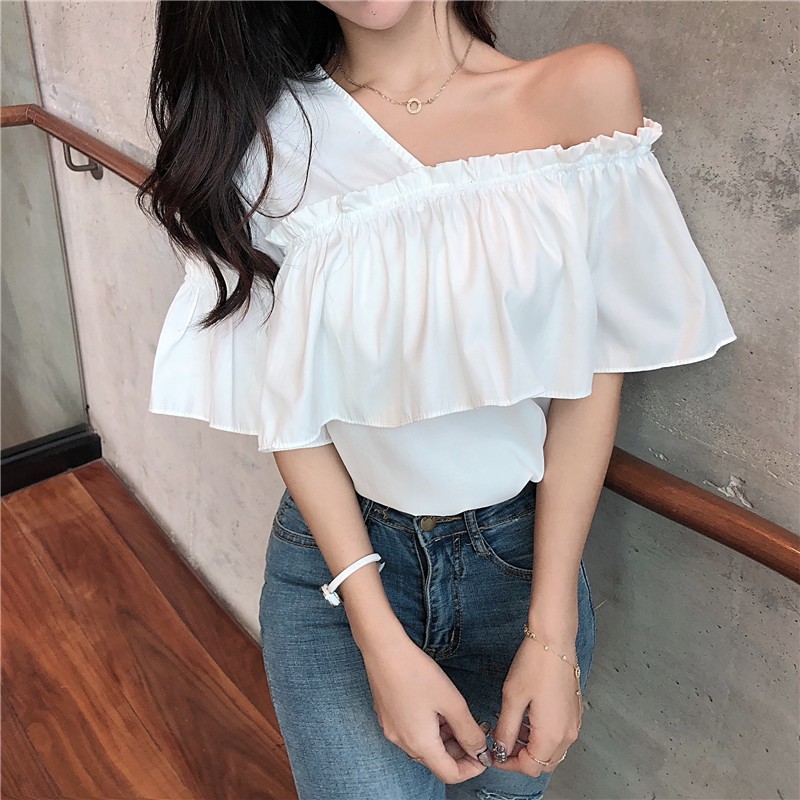 Áo trễ vai nữ bánh bèo Thucucstore Áo hở vai phong cách tiểu thơ Hàn Quốc hàng Quảng Châu SM03 | BigBuy360 - bigbuy360.vn