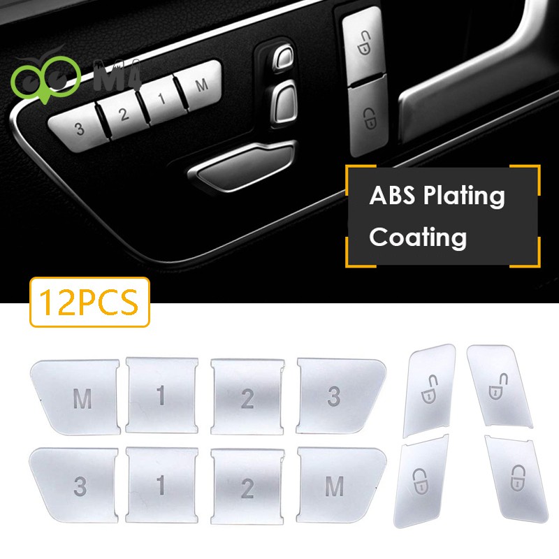 Set 12 ốp bọc trang trí nút bấm xe hơi Mercedes Benz Cla / Gla / Glk / Gle / Cls