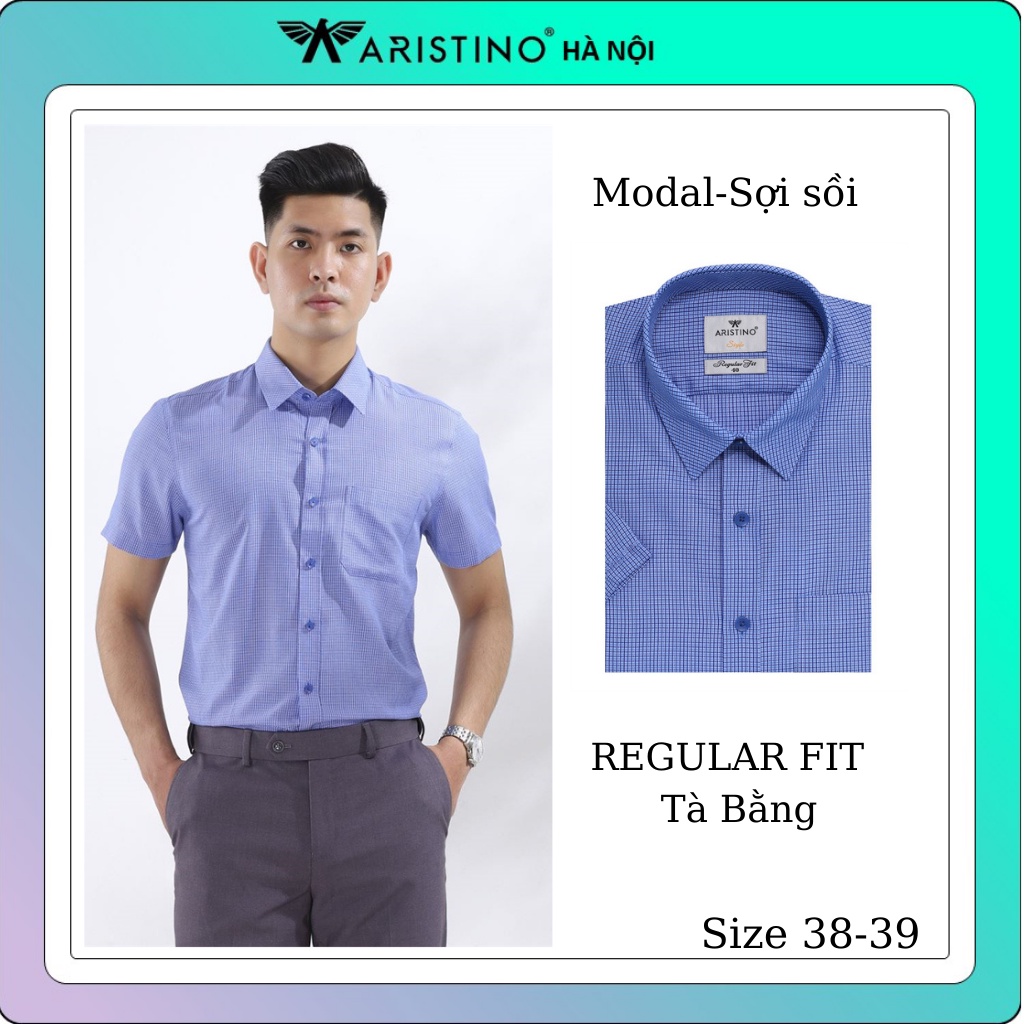 Áo sơ mi ARISTINO ngắn tay sợi sồi dáng reguler ass054s8