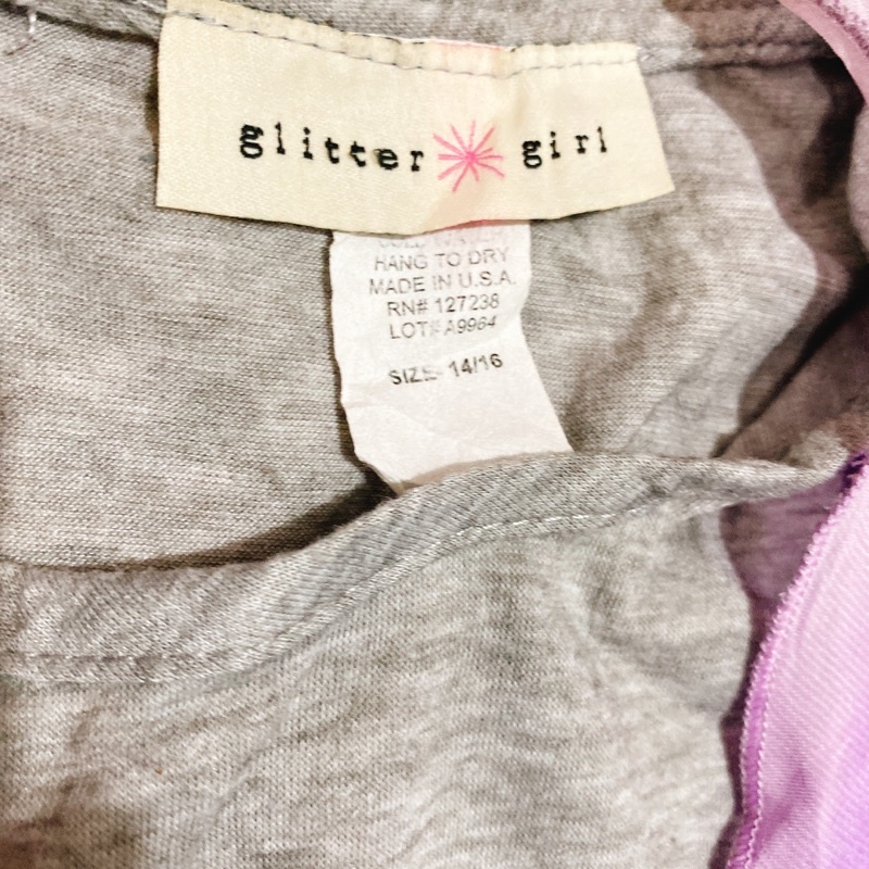 Áo thun xám loang phối voan bé gái