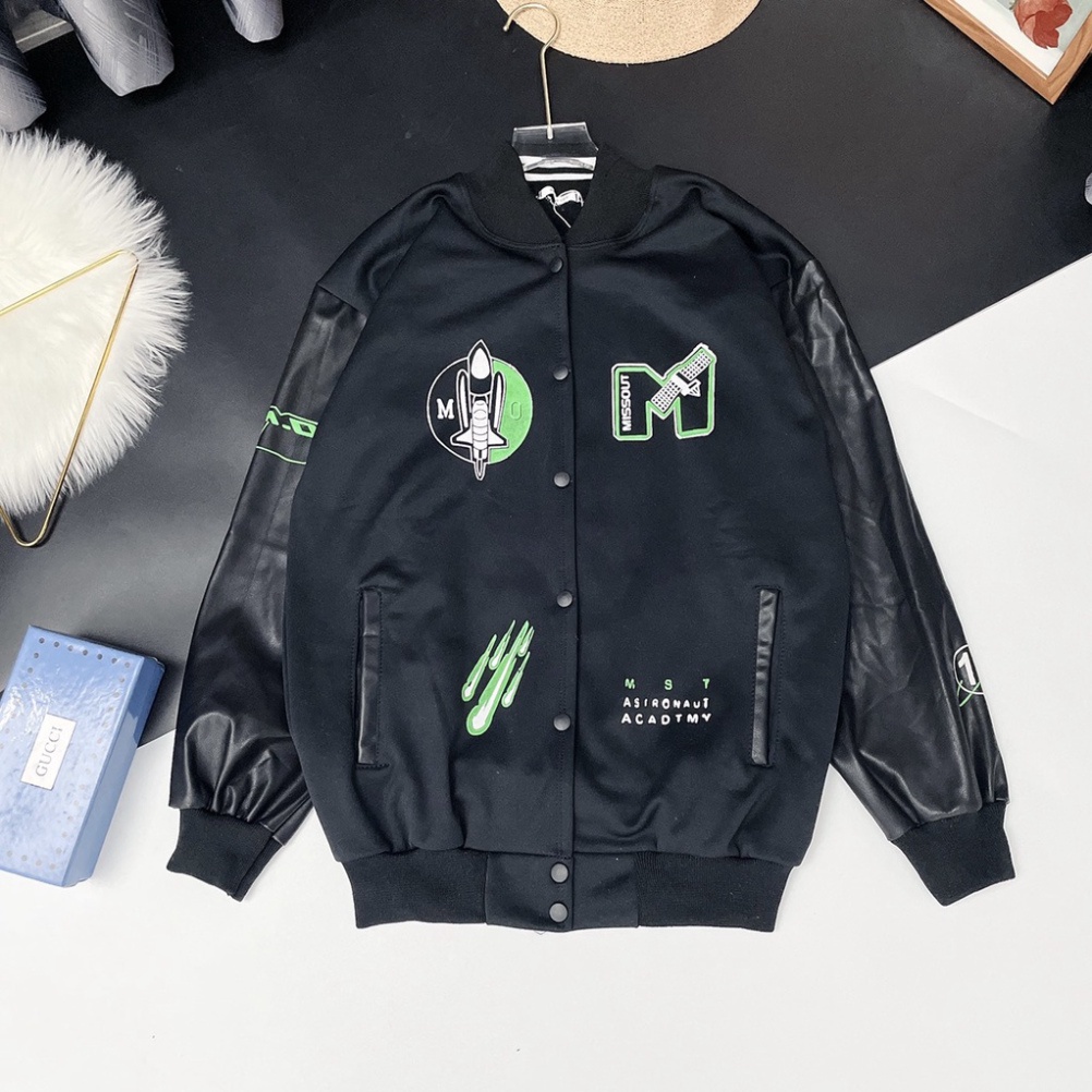 Áo Khoác Bomber Jacket Varsity Cardigan Missout Họa Tiết Thêu Chất Đẹp - Áo Bomber Nam Nữ Hót Trend
