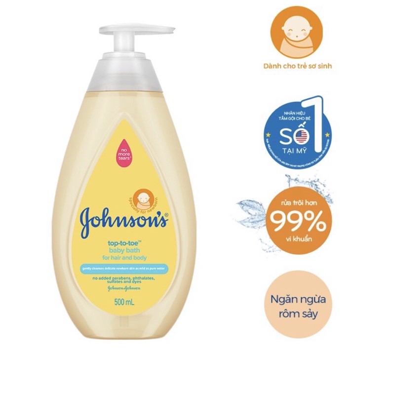 Sữa tắm gội toàn thân Johnson's baby Top to toe/ Cotton touch 500ml